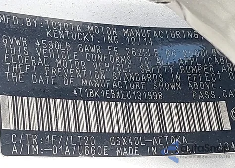 2014 Toyota Avalon Xle Touring из США, поврежденный, VIN 4T1BK1EBXEU131998